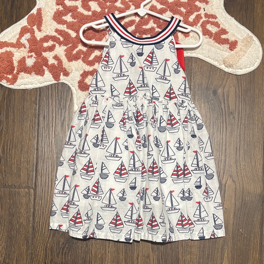 Little Me Nautical Sailboat Dress - Red, Blue, White